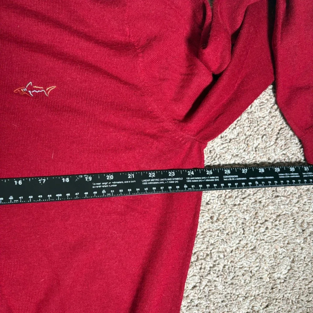Greg Norman Mens Red V Neck Sweater XL Italian‎ Spun Merino Wool Acrylic Golf